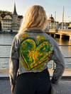 Radiant heart grey cropped denim jacket